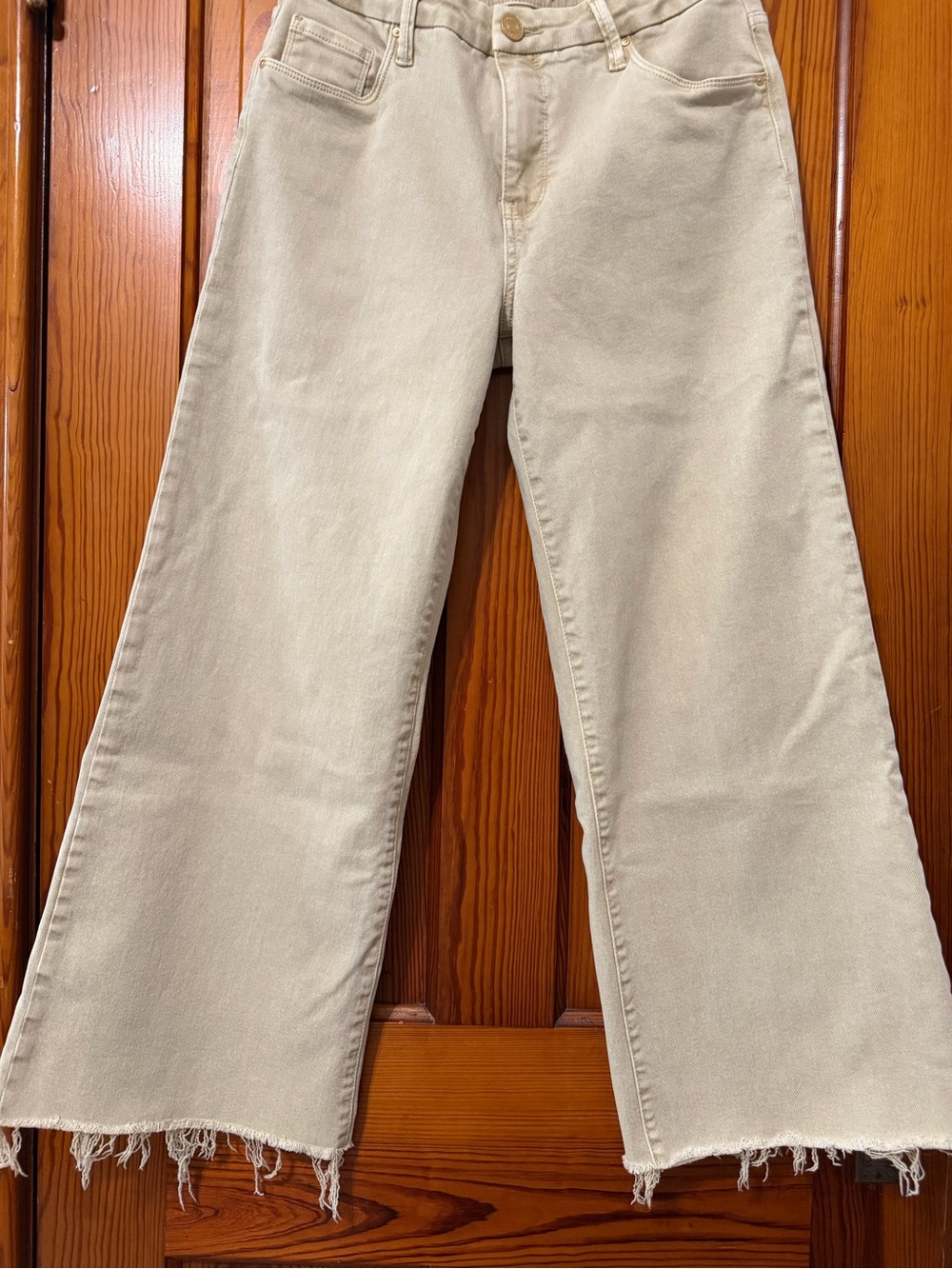 KUT from the Kloth Meg Fab AB Wide Leg Jeans - High Rise Tan / Khaki/ Neutral - Picture 4 of 11